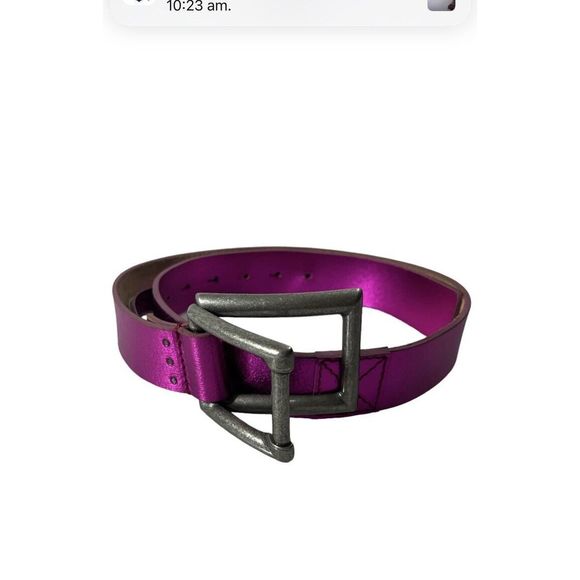 Free People Belt Women Sz M/L We The Free Rowan Metallic Pink Leather Belt - Picture 4 of 11